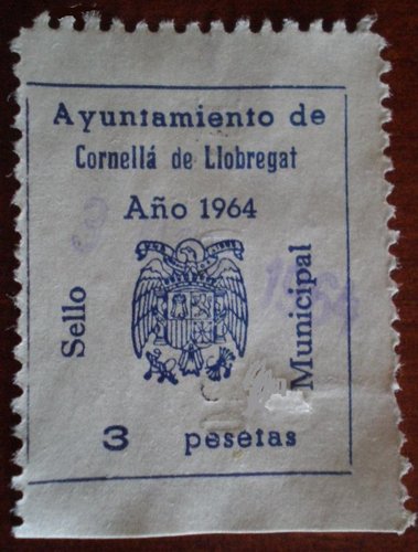 CORNELLÁ de LLOBREGAT (Barcelona) 3 pt azul 1964