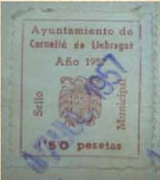 CORNELLÁ de LLOBREGAT (Barcelona) 1,50 pts azul 1947
