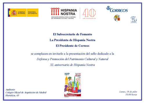 2016-05-23. Efemerides. Defensa y Promocion Patrimonio Cultural y Natural (XL Aniversario Hispania Nostra). Presentacion. 2016-07-18. Baja.jpg