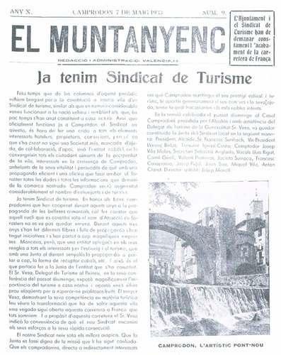 Creación del Sindicato de Turismo  de CAMPRODON en 1933