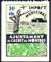 CALDAS de MONTBUI, 10 cts azul sin punto