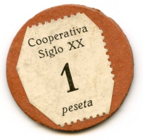 COOPERATIVA SIGLO XX, viñeta moneda de 1 pts