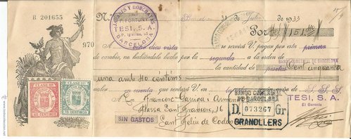 Letra de Cambio, de la Casa TESI  S.A