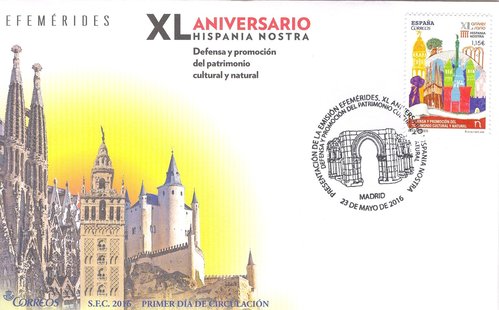2016-05-23. Efemerides. Defensa y Promocion Patrimonio Cultural y Natural (XL Aniversario Hispania Nostra). Presentacion. 2016-07-18. Sobre matasellado. Baja.jpg