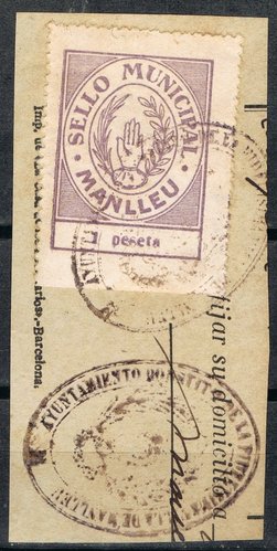 MANLLEU en fragmento con tampón municipal