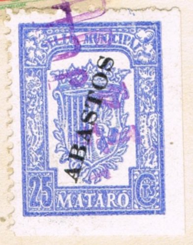 MATARÓ recto 25 cts azul tipo 2  ABASTOS
