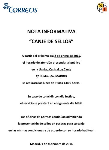 Correos. Canje de Sellos. Nuevo horario de la UCC. 2015-01-02. Baja.jpg