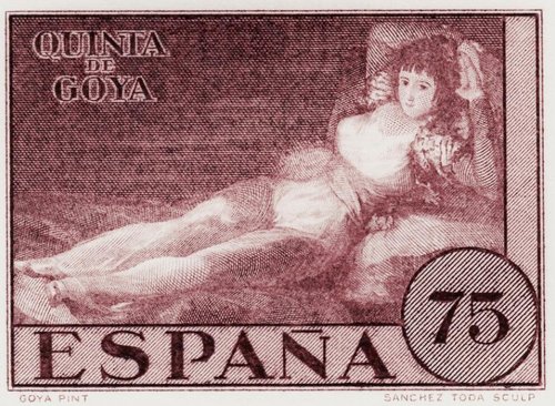 Grabado filatélico de Sánchez-Toda, de la hojita España 75