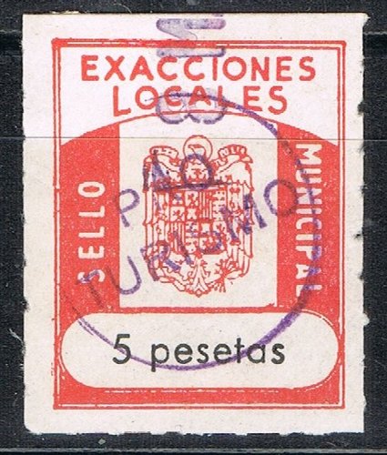 Sello municipal general 5 pt, sobrecarga Pro Turismo  azul violeta