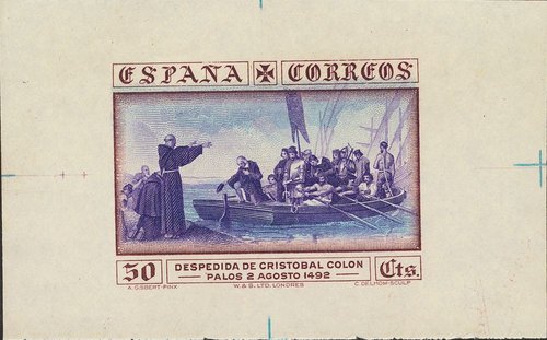 542P. 1930. 50 cts violeta y azul. PRUEBA DE PUNZON. MAGNIFICA Y MUY RARA. (Gálvez 2678).jpg