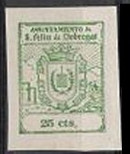 SAN FELIU de LLOBREGAT 25 cts verde sin dentar