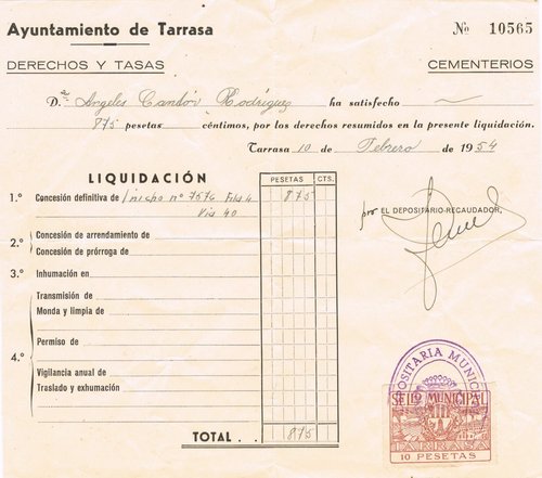 TARRASA 10 pts documento , dentado linea (5 digitos de 4,5 mm)