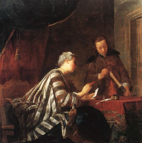 Señora sellando una carta, 1732, de Jean Siméon Chardin