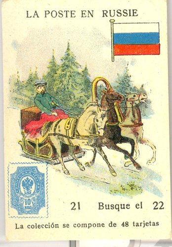 Cromo de Libreria de Cuesta. Salamanca. Anverso. 21. La Poste en Russie. Baja.jpg