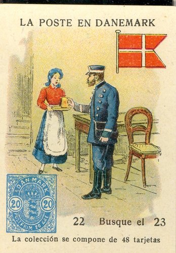 Cromo de Libreria de Cuesta. Salamanca. Anverso. 22. La Poste en Danemark. Baja.jpg