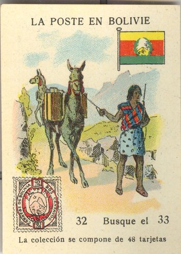 Cromo de Libreria de Cuesta. Salamanca. Anverso. 32. La Poste en Bolivie. Baja.jpg