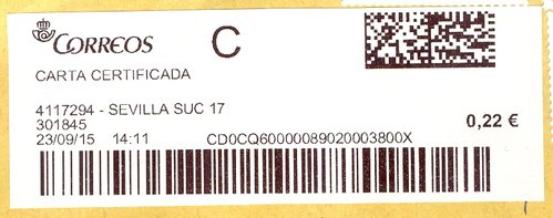 Etiqueta térmica digital. 4117294 - Sevilla Suc 17. 301845. Carta certificada. 0,22. 3,6x10. 2015-09-23. 14.11.jpg