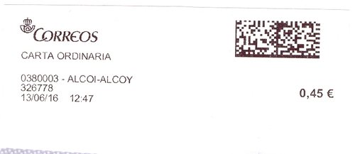 Etiqueta térmica digital. 0380003 - Alcoi-Alcoy. 326778. Carta ordinaria. 0,45. 4x9,9. 2016-06-13. 12.47.jpg