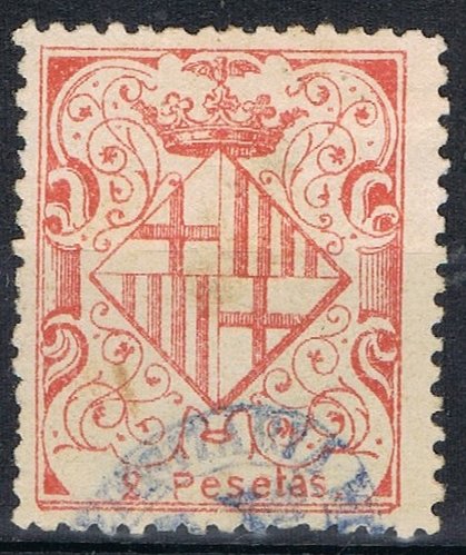 BARCELONA 25 cts rojo año 1889