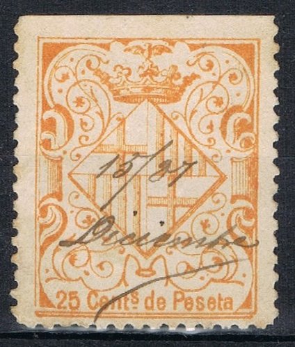 BARCELONA 25 cts naranja año 1887