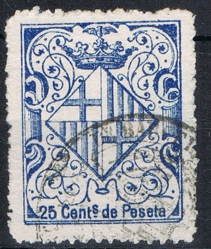 BARCELONA 25 cts azul año 1893