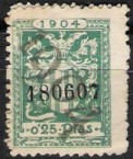 BARCELONA  25 ct verde 1904, cifra anverso