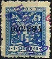 BARCELONA  1 pta azul, 1905 habilitado para 1907