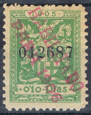 BARCELONA  1905 10 ct habilitado para 1906