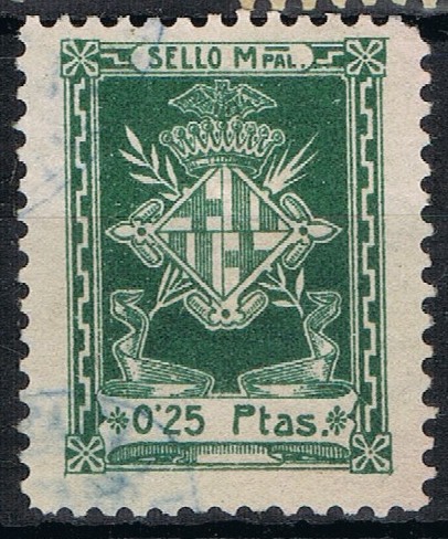 BARCELONA 25 cts sin numero al dorso papel blanco