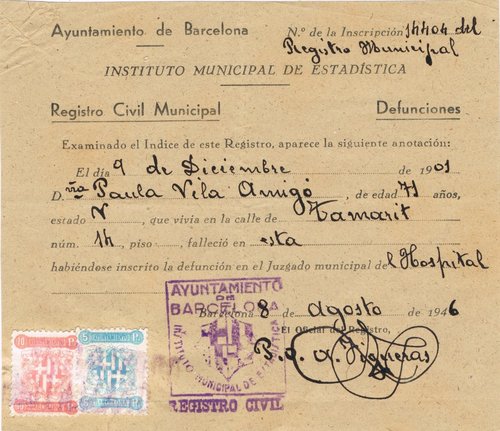 BARCELONA 1946 documento 5 y 10 pt