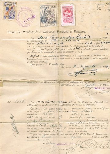 BARCELONA documento Diputacion 1942