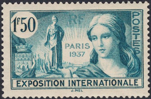 Francia, 1937. Exposición Internacional de París. Diseño y grabado de Jules Piel.