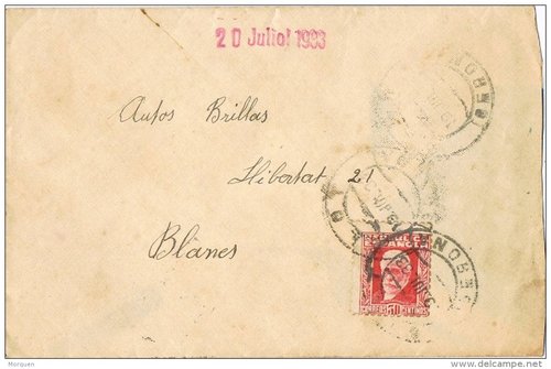 Carta de Olot a Blanes (Gerona) 1933