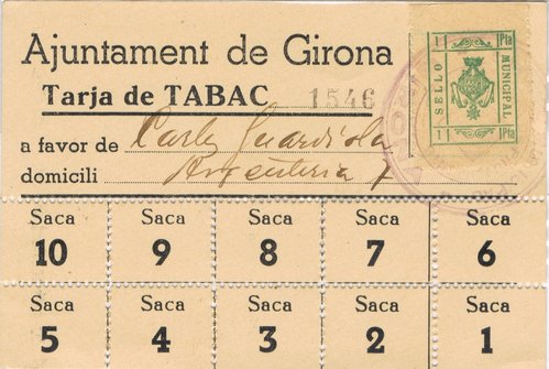 GERONA Tarjeta de Tabaco