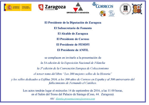 Zaragoza. 2016-09-14 al 18. EXFILNA-ECC 2016. Presentación. Invitación.jpg