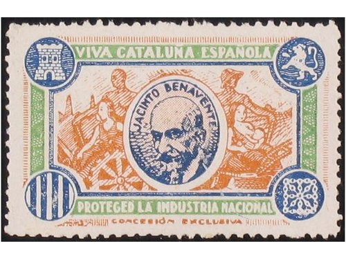Viñeta. Viva Cataluña Española. Proteged la Industria Nacional. Jacinto Benavente.jpg