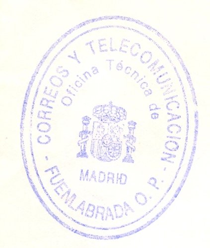 Correos. Tampón. Fuenlabrada O. P. Oficina Técnica de Madrid. Ovalado. Baja.jpg