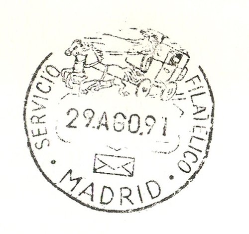 Servicio Filatélico. Madrid. Diligencia. 1991-08-29. Baja.jpg
