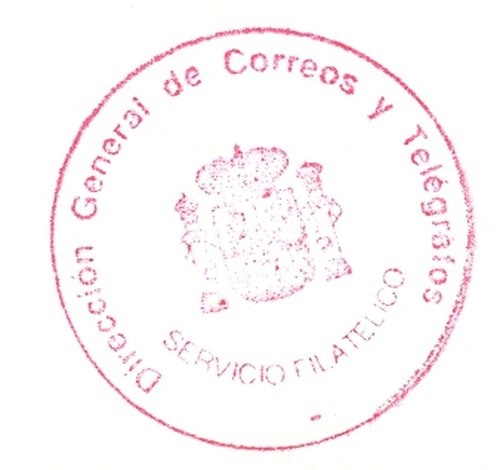 Correos. Tampón. Dirección General de Correos y Telégrafos. Servicio Filatélico. Rojo. Baja.jpg