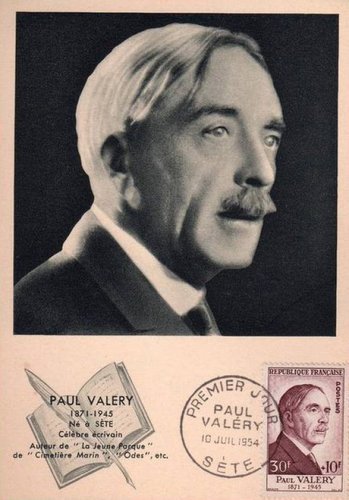 Fotografía de Paul Válery en una postal francesa de 1954, Primer Día de Emisión.