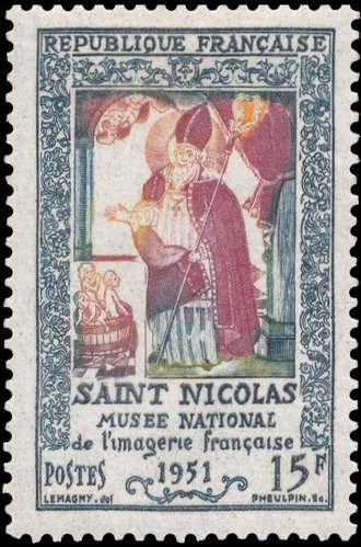 Primer sello emitido por Francia con grabado de Jean Pheulpin, año 1951.