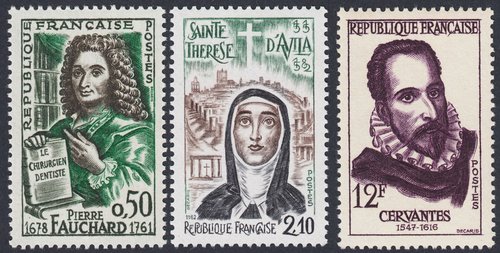 Pierre Fauchard (1961), Santa Teresa (1982) y Cervantes (1957).