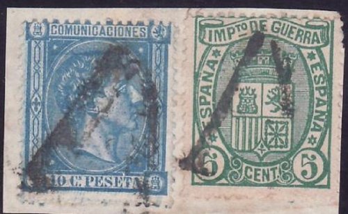 matasello marca prefilatelica -A- de haro (logroño), españa 164 y 154 fragmento.jpg