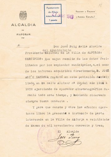 Documento del sello anterior 1943