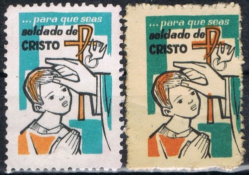 SEMINARIO , dos colores de papel sobre mismo tipo