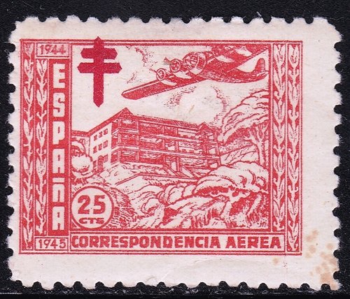 1944 988 pro tuberculosos aereo variedad no catalogada cruz de lorena desplazada mh.jpg