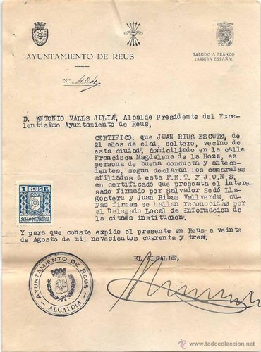 REUS documento 1943