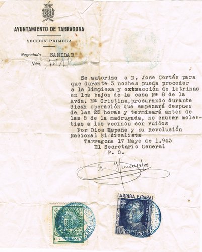 TARRAGONA, documento 1943