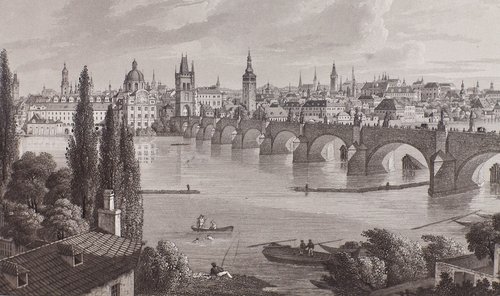 Vista de Praga, 1828, por Vicenc Morstadt.
