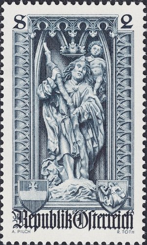 1969. Austria. San Cristóbal,  estatua en la Catedral de San Esteban, Viena.
